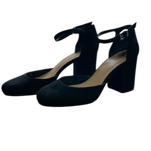 Gianni Bini Black Ankle-Strap Block Heels